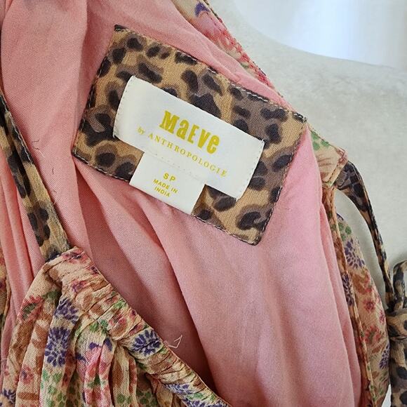 ANTHROPOLOGIE Maeve Clementina Halter Boho Maxi Dress Women's Petite S pink - Picture 8 of 8